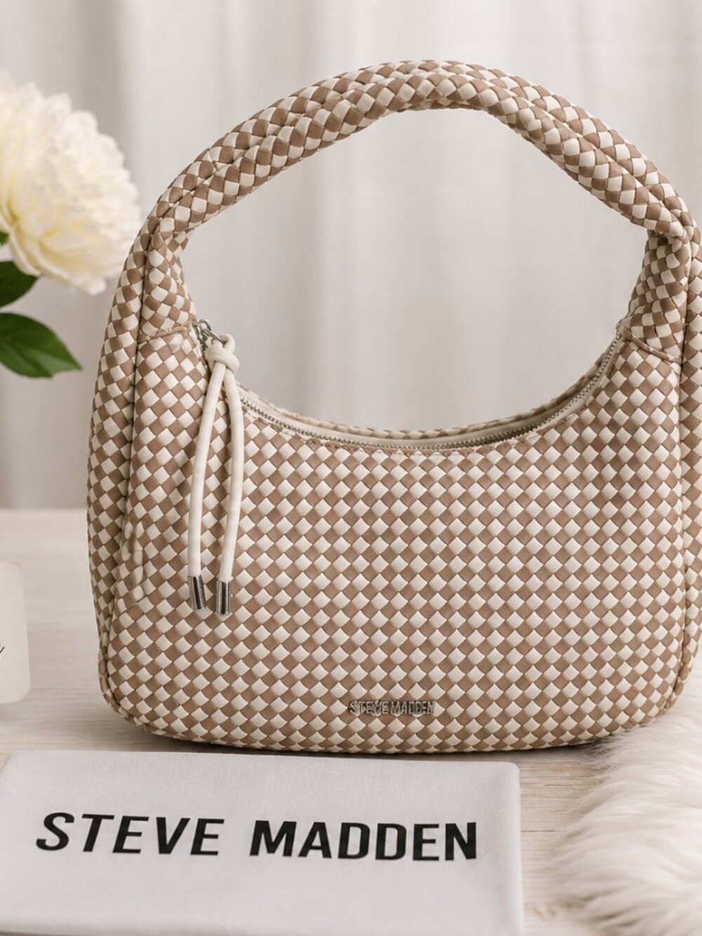 Steve Madden Woven Hobo Shoulder Bag – Beige/Cream | Chic & Trendy